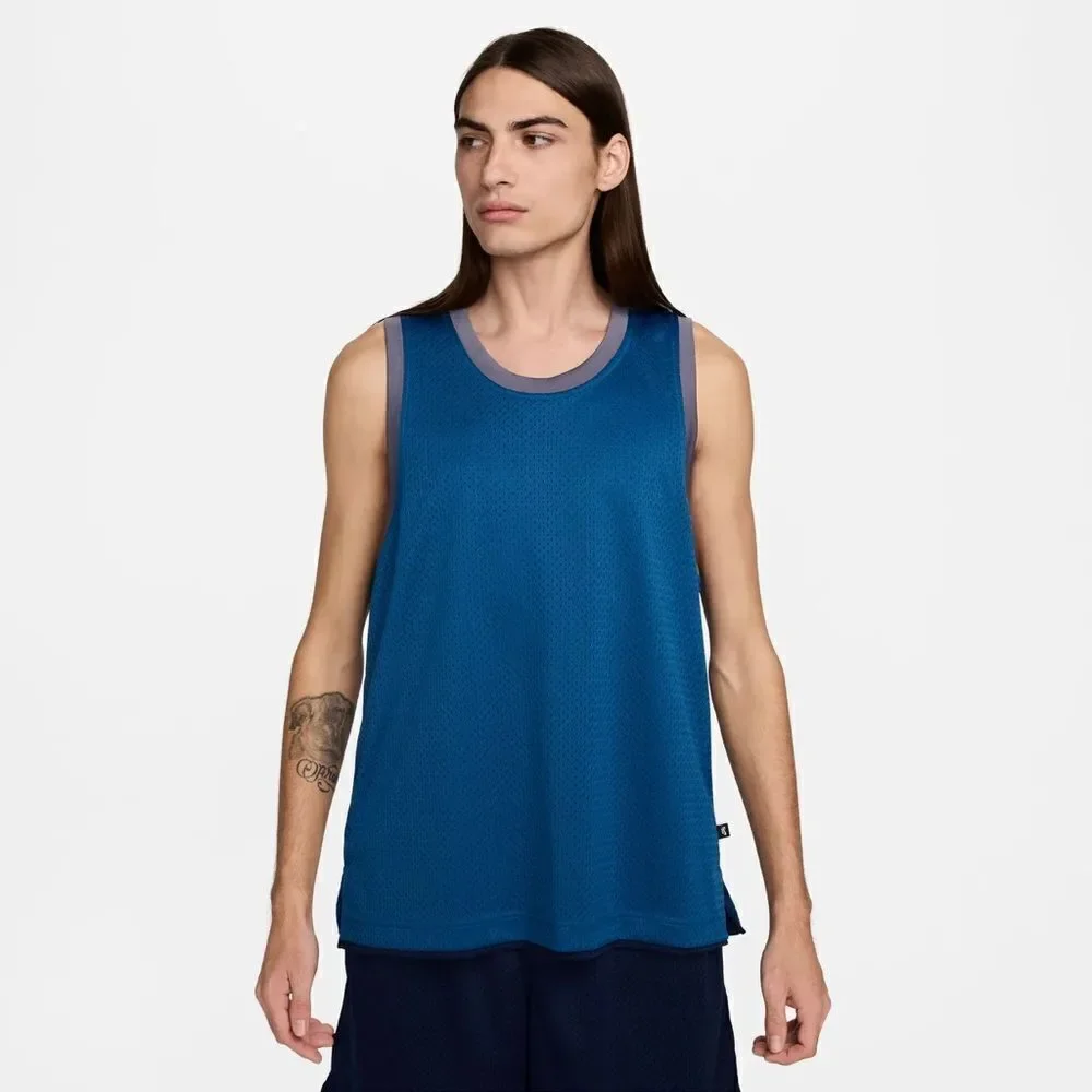 NIKE SB Basketball Jersey Top Unisex Adult Blue Gray Reversible Mesh